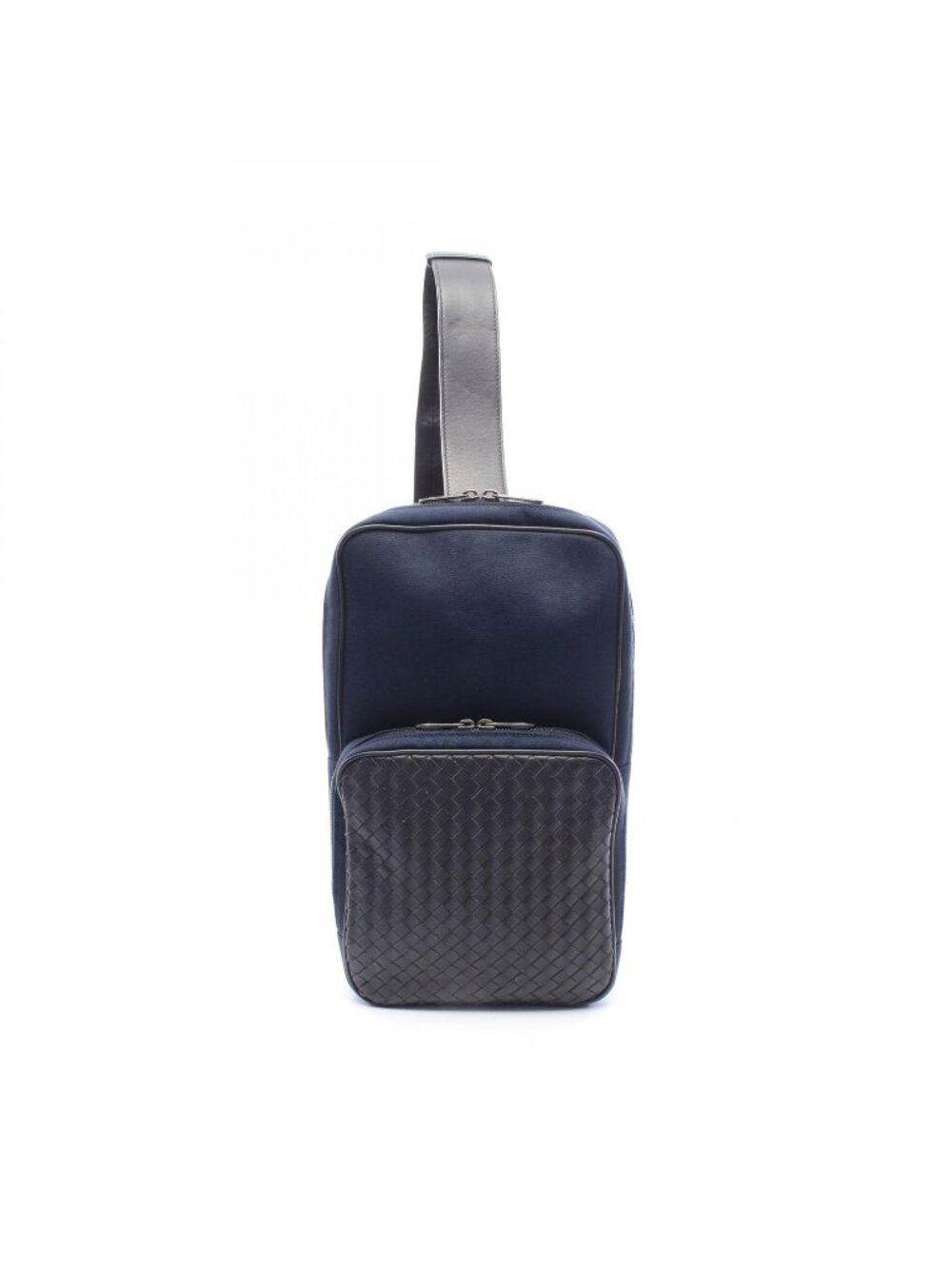 Bottega Veneta Waist Bag Intrecciato Navy Black Nylon Leather